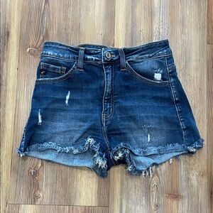 KanCan Dark Blue Distressed Jean Shorts